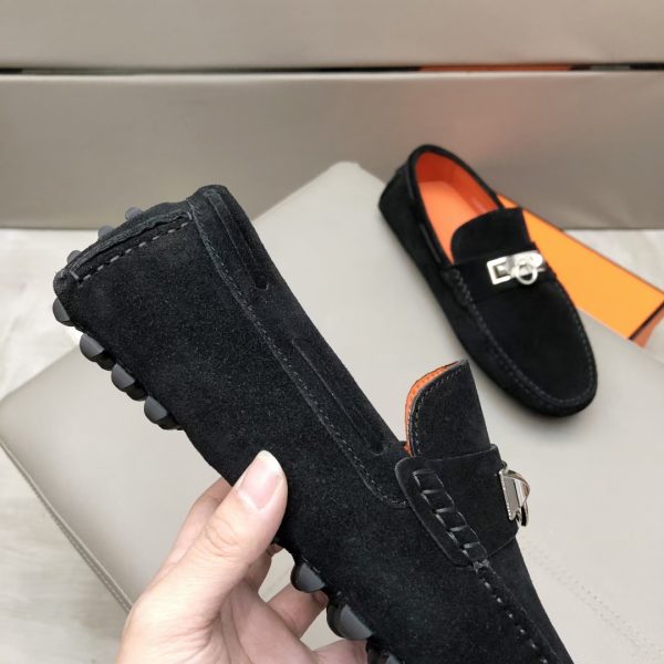 Hermès, đậu, giày, da, bò màu cam
