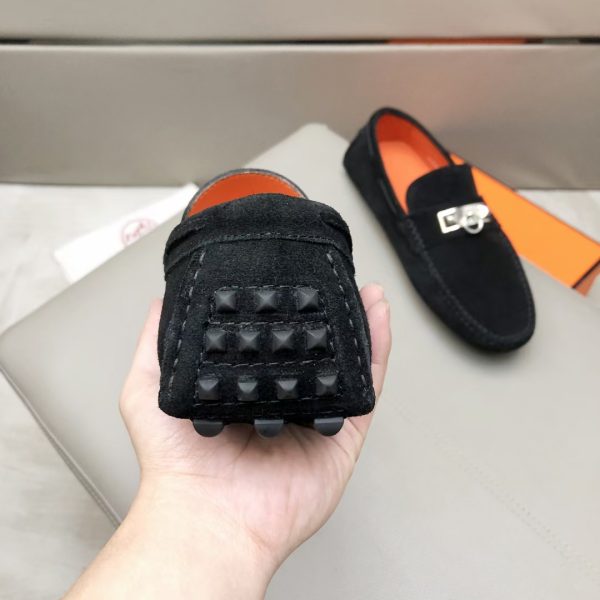 Hermès, đậu, giày, da, bò màu cam