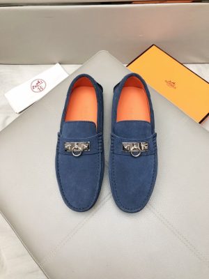 Hermès, đậu, giày, da, bò màu cam