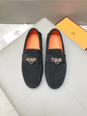 Hermès, đậu, giày, da, bò màu cam