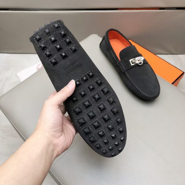 Hermès, đậu, giày, da, bò màu cam