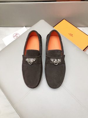Hermès, đậu, giày, da, bò màu cam