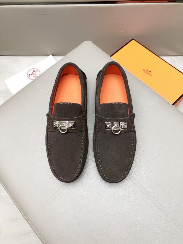 Hermès, đậu, giày, da, bò màu cam