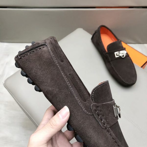 Hermès, đậu, giày, da, bò màu cam