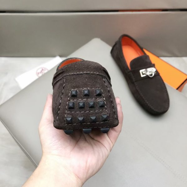 Hermès, đậu, giày, da, bò màu cam