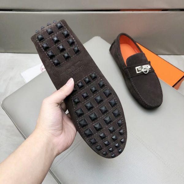 Hermès, đậu, giày, da, bò màu cam