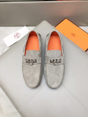 Hermès, đậu, giày, da, bò màu cam