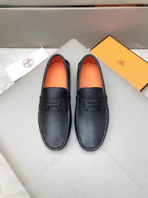 Hermès, đậu, giày, da, bò màu cam