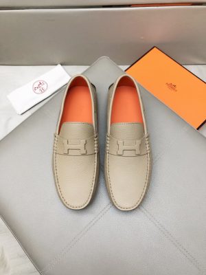 Hermès, đậu, giày, da, bò màu cam
