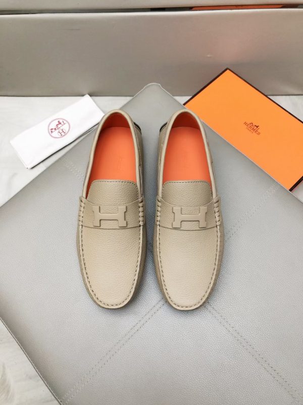Hermès, đậu, giày, da, bò màu cam