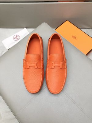 Hermès, đậu, giày, da, bò màu cam