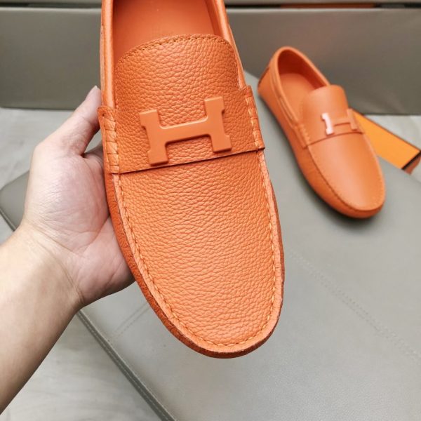 Hermès, đậu, giày, da, bò màu cam