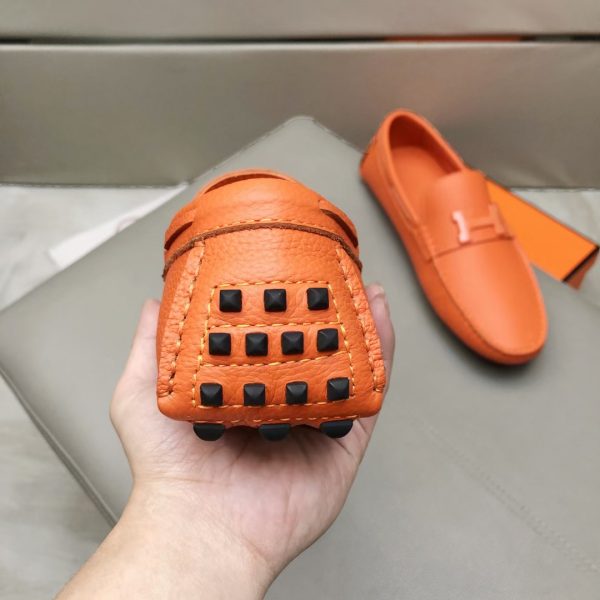 Hermès, đậu, giày, da, bò màu cam