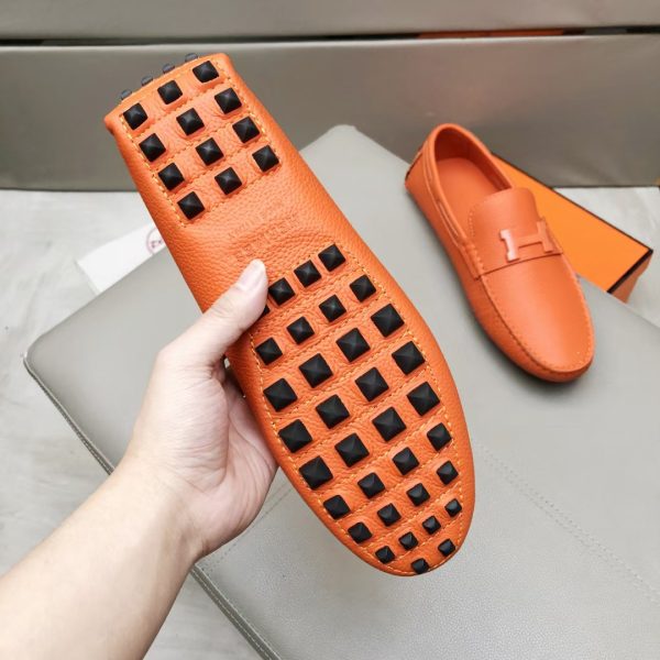 Hermès, đậu, giày, da, bò màu cam