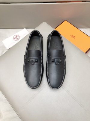Hermès, đậu, giày, da, bò màu cam