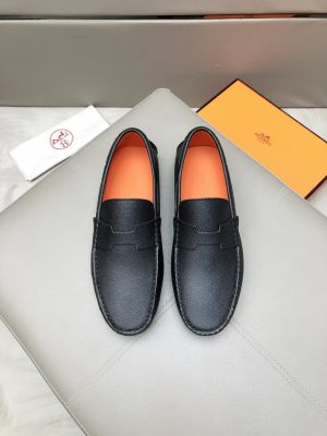 Hermès, đậu, giày, da, bò màu cam