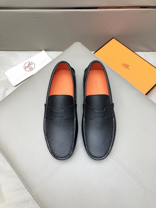 Hermès, đậu, giày, da, bò màu cam