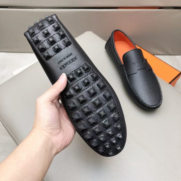 Hermès, đậu, giày, da, bò màu cam