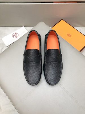 Hermès, đậu, giày, da, bò màu cam