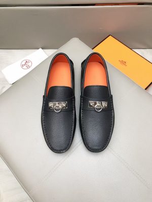 Hermès, đậu, giày, da, bò màu cam