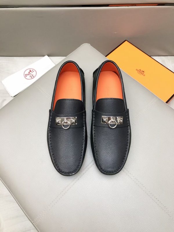 Hermès, đậu, giày, da, bò màu cam