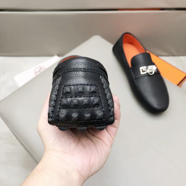 Hermès, đậu, giày, da, bò màu cam