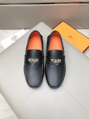 Hermès, đậu, giày, da, bò màu cam