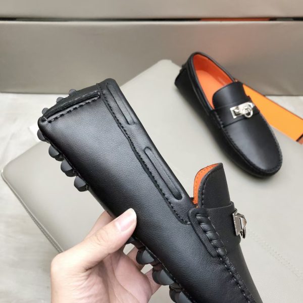 Hermès, đậu, giày, da, bò màu cam