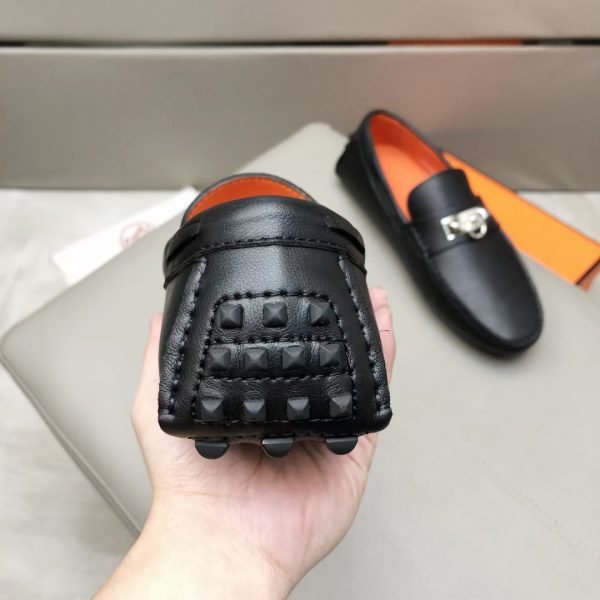 Hermès, đậu, giày, da, bò màu cam