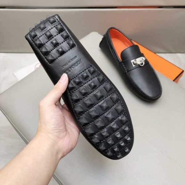 Hermès, đậu, giày, da, bò màu cam