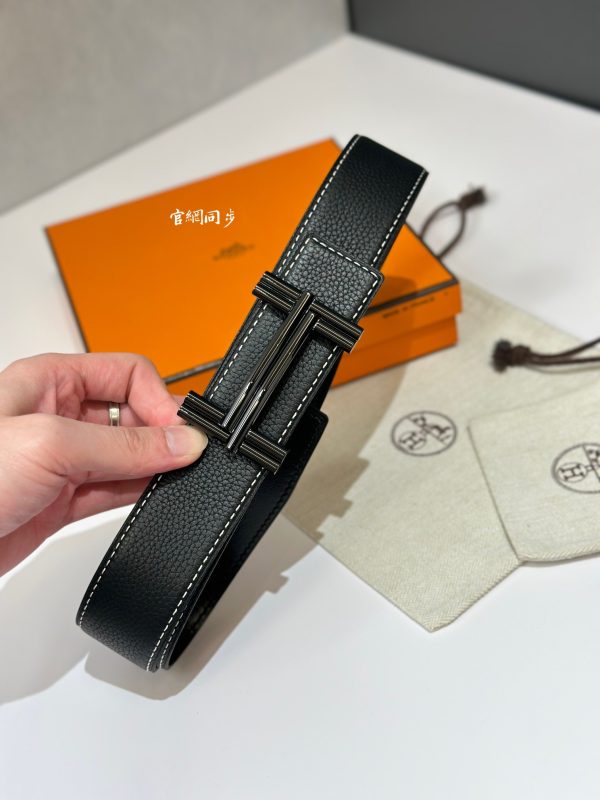 Hermès dây đai băng ngang và dây đai da hai mặt 38 mm