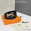 Hermès dây đai băng ngang và dây đai da hai mặt 38 mm