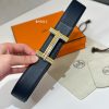 Hermès dây đai băng ngang và dây đai da hai mặt 38 mm
