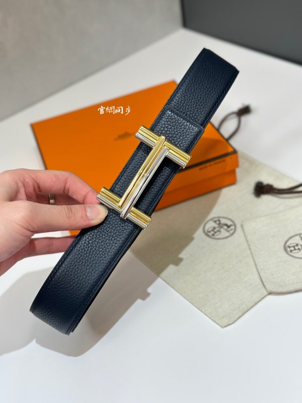 Hermès dây đai băng ngang và dây đai da hai mặt 38 mm