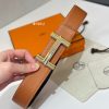 Hermès dây đai băng ngang và dây đai da hai mặt 38 mm