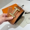 Hermès dây đai băng ngang và dây đai da hai mặt 38 mm