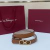 Ferragamo # cổ điển Gancio thắt lưng phụ nữ mịn da con bê