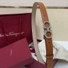 Ferragamo # cổ điển Gancio thắt lưng phụ nữ mịn da con bê
