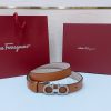 Ferragamo # cổ điển Gancio thắt lưng phụ nữ mịn da con bê