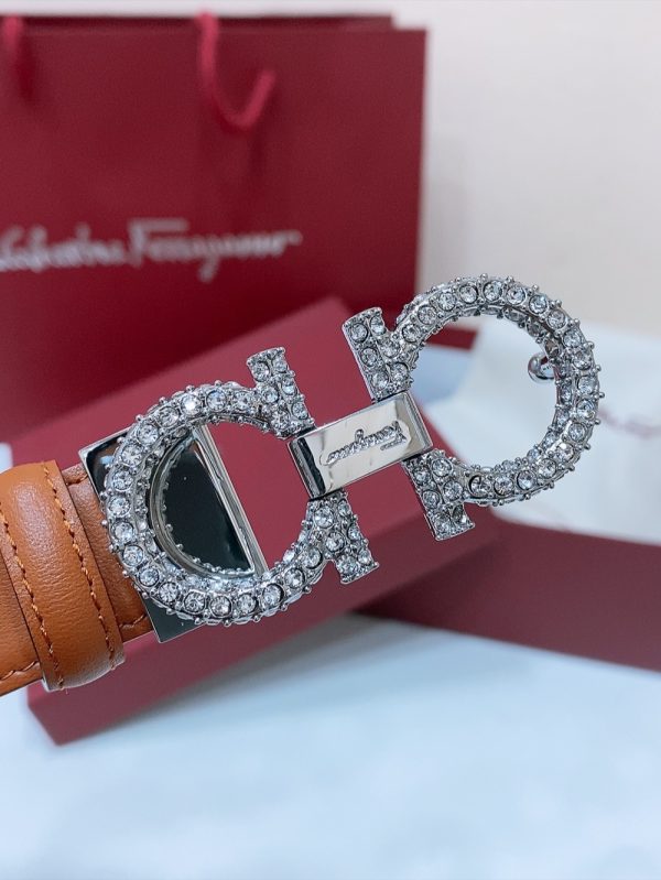 Ferragamo # cổ điển Gancio thắt lưng phụ nữ mịn da con bê