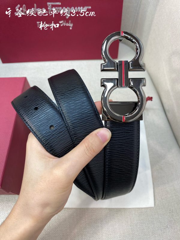Ferragamo chiều rộng 3.5cm thiết kế cao cấp dây đai đàn ông nhập khẩu da bò hai mặt