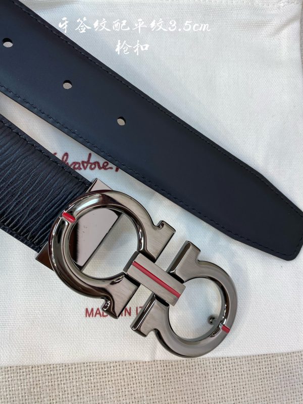 Ferragamo chiều rộng 3.5cm thiết kế cao cấp dây đai đàn ông nhập khẩu da bò hai mặt