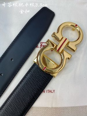 Ferragamo chiều rộng 3.5cm thiết kế cao cấp dây đai đàn ông nhập khẩu da bò hai mặt
