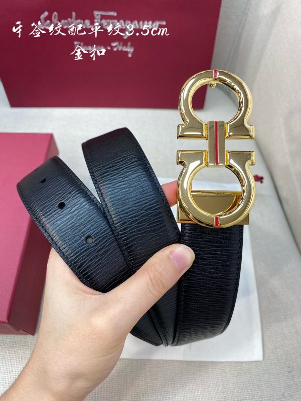 Ferragamo chiều rộng 3.5cm thiết kế cao cấp dây đai đàn ông nhập khẩu da bò hai mặt