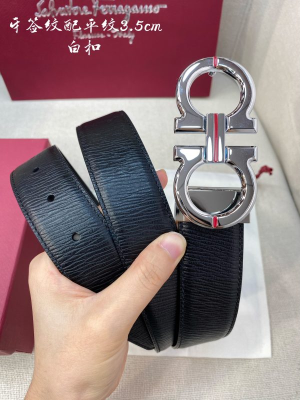 Ferragamo chiều rộng 3.5cm thiết kế cao cấp dây đai đàn ông nhập khẩu da bò hai mặt