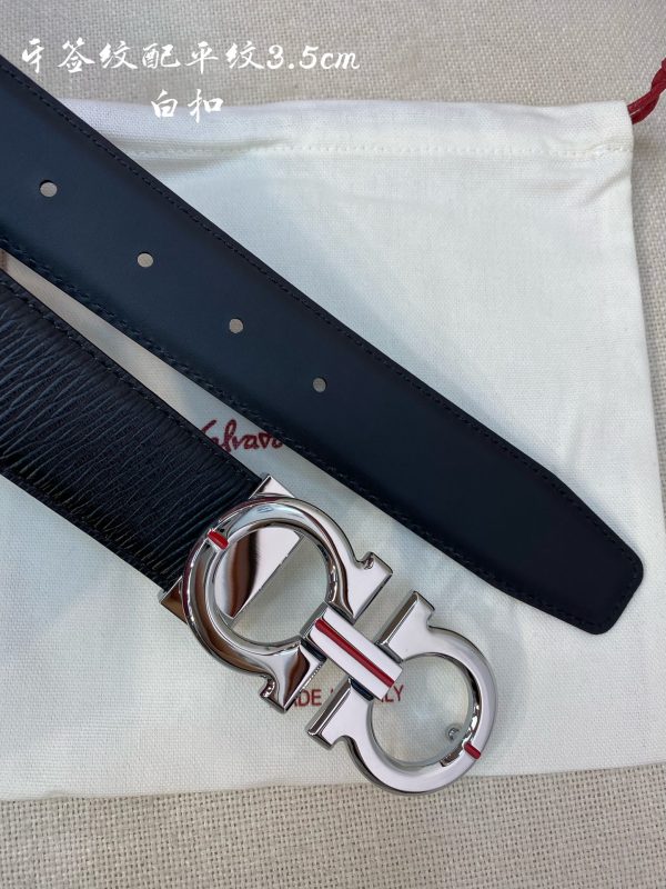 Ferragamo chiều rộng 3.5cm thiết kế cao cấp dây đai đàn ông nhập khẩu da bò hai mặt