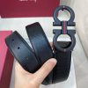 Ferragamo chiều rộng 3.5cm thiết kế cao cấp dây đai đàn ông nhập khẩu da bò hai mặt