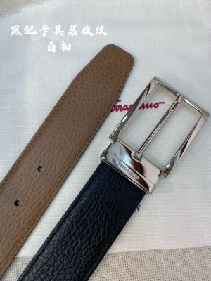 Ferragamo chiều rộng 3.5cm thiết kế cao cấp dây đai đàn ông nhập khẩu da bò hai mặt