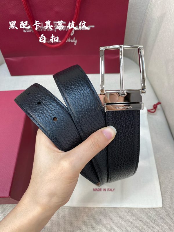 Ferragamo chiều rộng 3.5cm thiết kế cao cấp dây đai đàn ông nhập khẩu da bò hai mặt