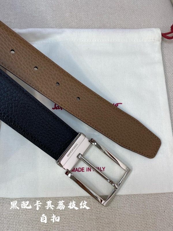 Ferragamo chiều rộng 3.5cm thiết kế cao cấp dây đai đàn ông nhập khẩu da bò hai mặt